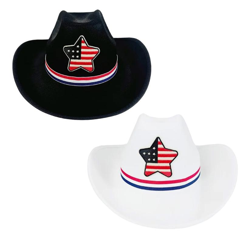 Independence Day Denims Hat Outdoor Activity Western Hat Sun Protection Hat for Festivals and Outdoor Parties