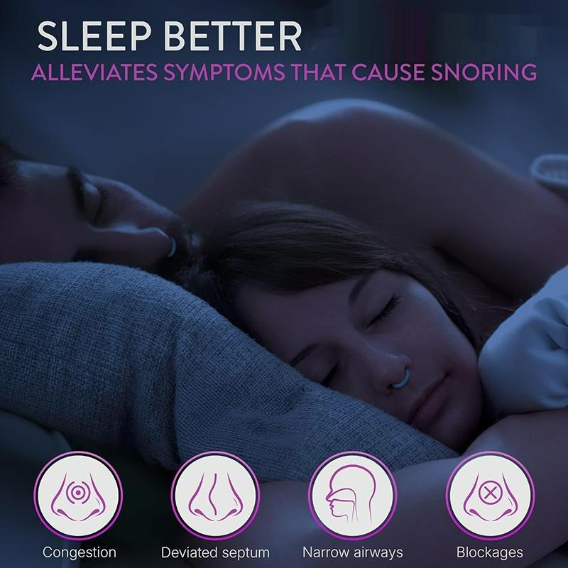 Hållbar och säker 3 storlekar Snarkstoppare Silikon Elastiskt Näsklämma Anti-Snarkningstillbehör Nasdilatator för Bättre Sömn & Förbättrat Luftflöde