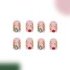 48 Pcs Candy Cane Artificial Nail Elk Full Cover Stick On Nail Christmas False Nail Short Square Press On Nail