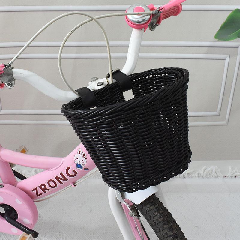 1pc Bicycle Front Basket Hand Knitting Bike Basket Plastic Rattan Bicycle Basket Bike Accessories  Multi-color Optional