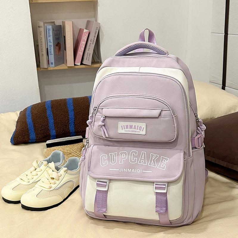 

Рюкзак Кампус с Принтом Письма Большой Вместимости Школьный Рюкзак для Учеников Средней и Старшей Школы фиолетовый