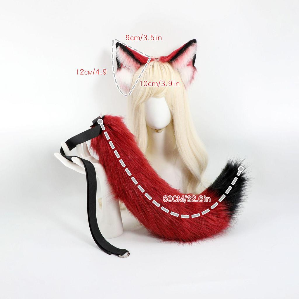 Mehrfarbiges Kunstfuchs-Ohren- und Schwanz-Cosplay-Set