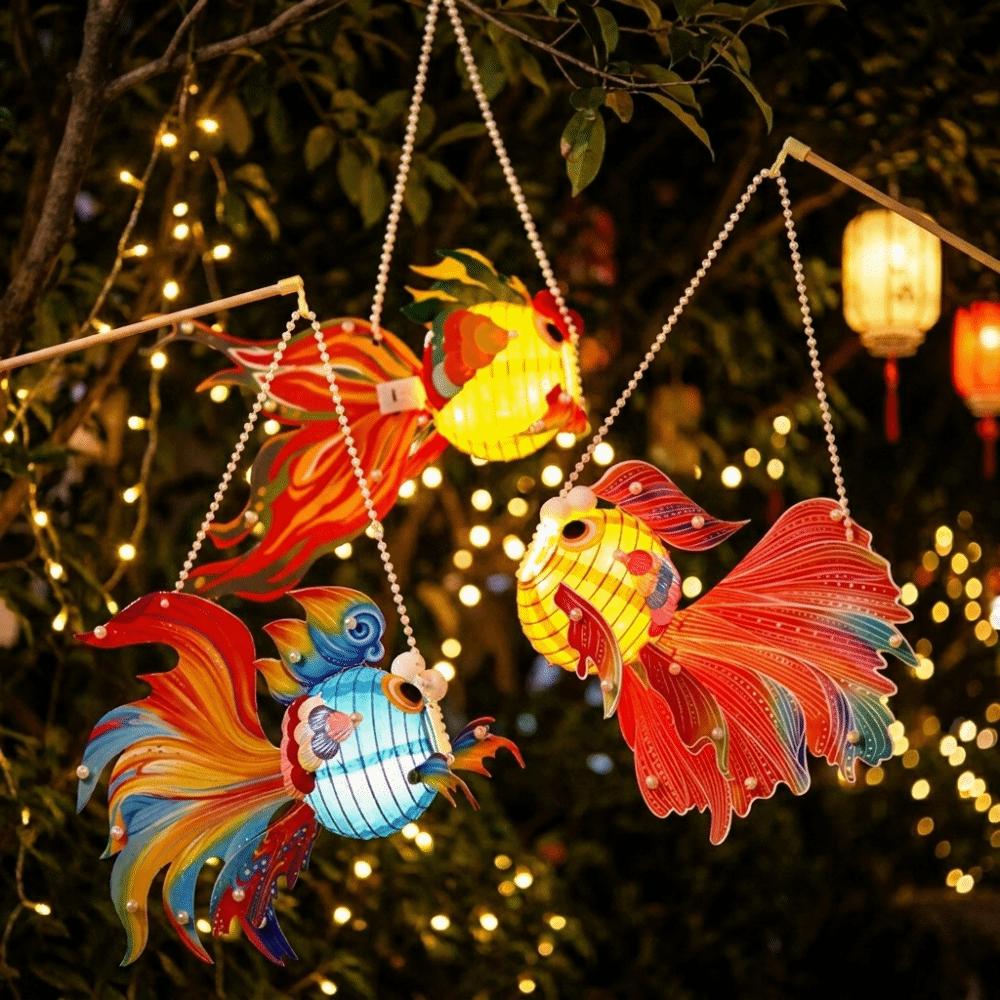 3D Koi Goldfish Lanterns Good Luck Glowing Handheld Lantern Spring Festival