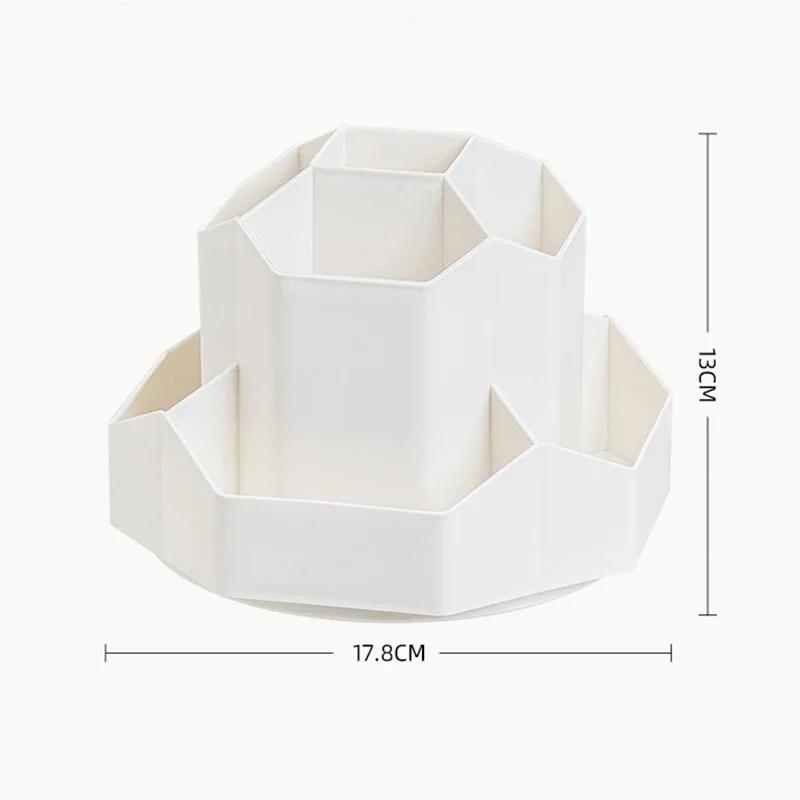 Desktop Stationery Organizer 9 Slots Stationery Storage Box 360 Degree Rotating Cute Pencil Cup Pot for Home Office School