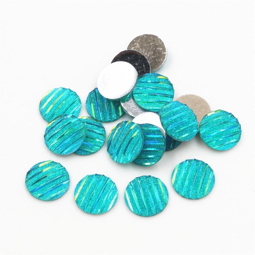 40pcs 8mm 10mm 12mm Mix Colors Mermaid Fish Scale Flat back Rhinestone Round Cabochon Embellishment Scrapbooking DIY Crafts