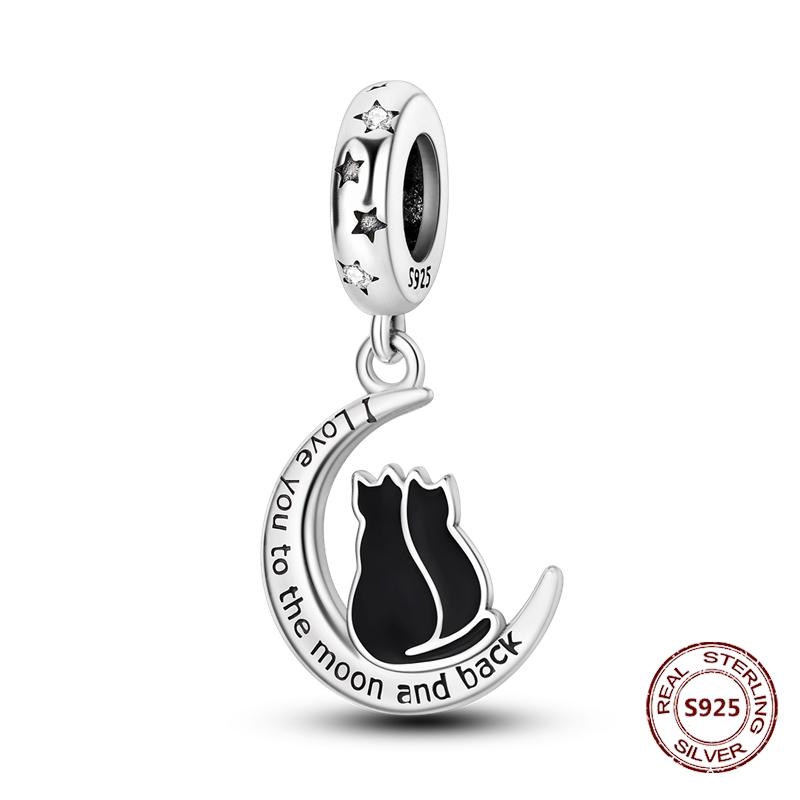 Copper Original Dog Cat Safety Chain Lazy Cat Pink Zircon Pet Paw Print Footprint Charms Fit Bracelet For Women Diy Jewelry