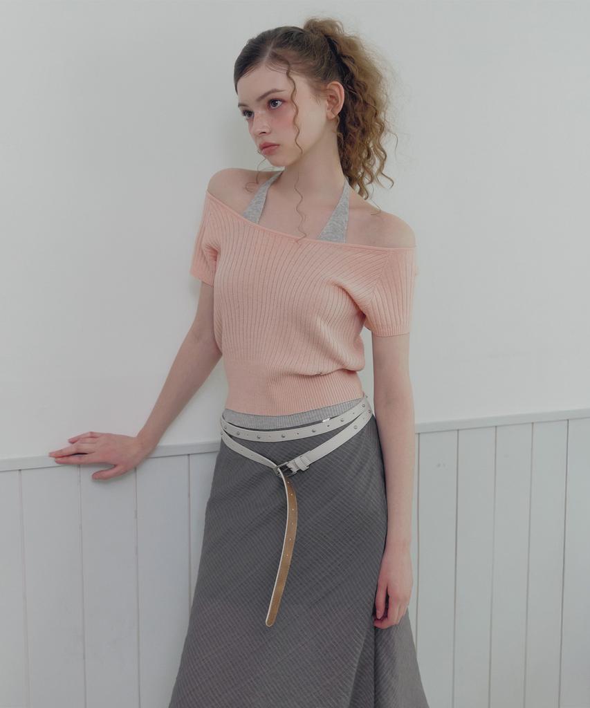 Teuwi Lowen Halter Layered Short Sleeve Knit