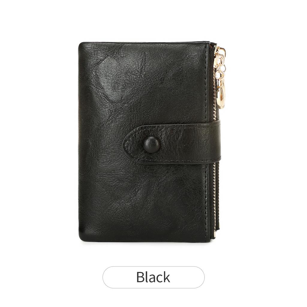 Double Zipper Women's Wallet Minimalist Short Three Layer Large Capacity Purse Card Holder ID Card Credit Bank Card Holder Money Bag
