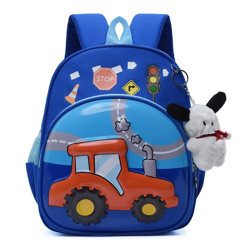 Little Car Rabbit Cartoon Backpack With Plush Pendant Oxford Cloth Bag School