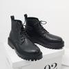 Martin Boots British Winter Velvet Medium Top Leather Shoes Black Casual Boots Short Boots High Top