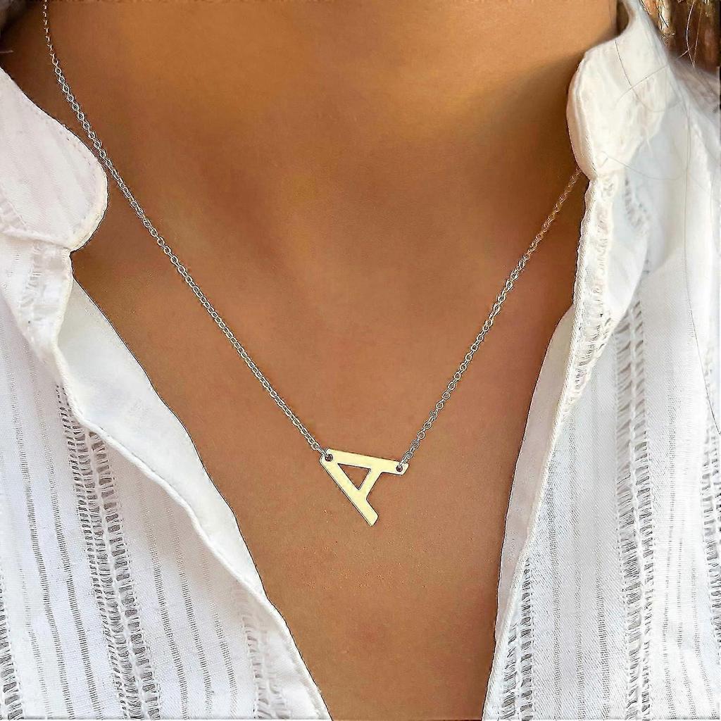 Gold Initial Necklaces for Women - 14k Gold Plated Big Letter Pendant Necklaces for Women Trendy Jewelry Gifts