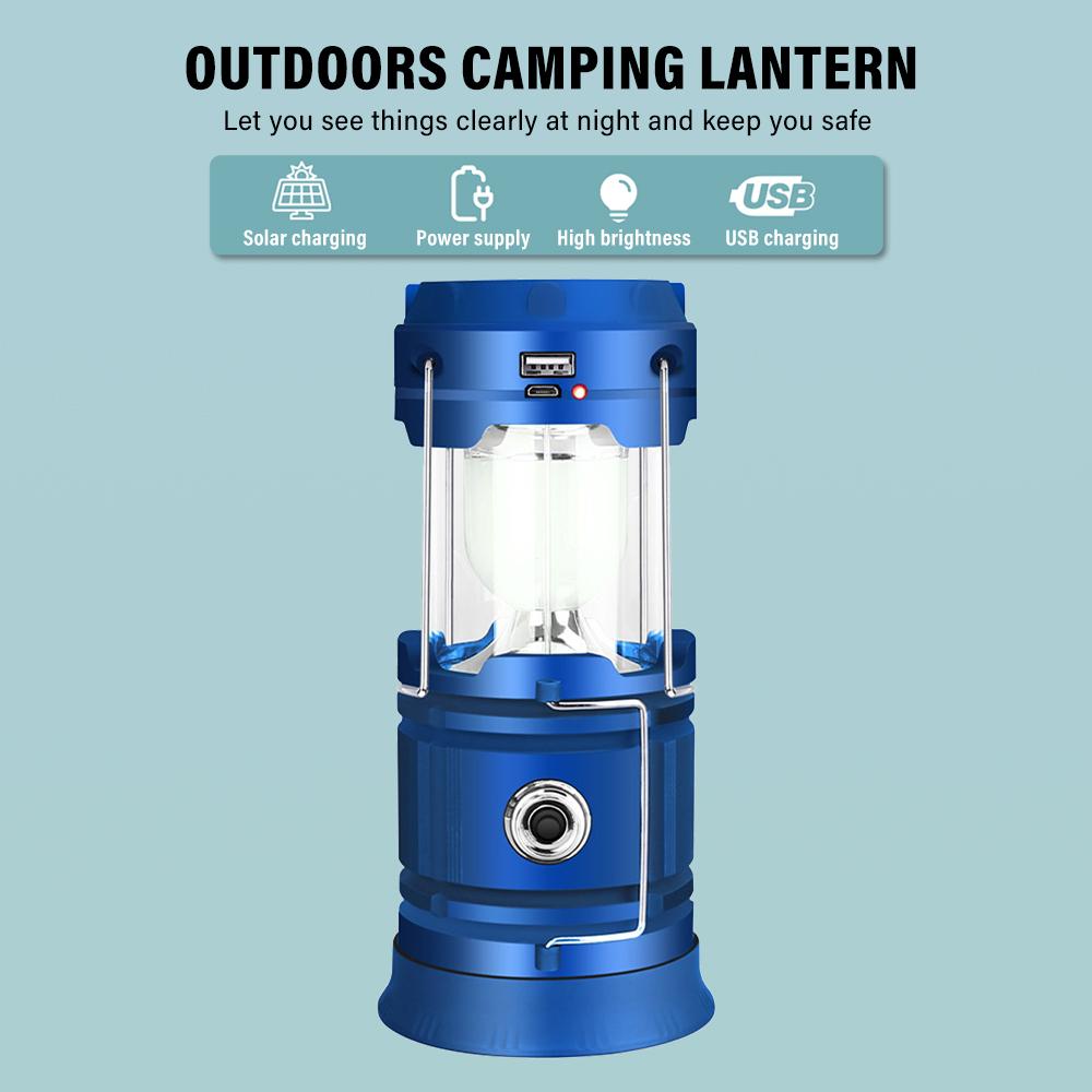 Outdoors Camping Lantern USB Rechargeable Solar Charging Power Supply Portable Collapsible