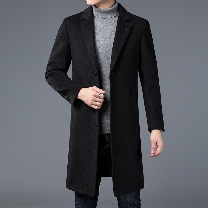 High-Quality Wool Coat for Men - Non-Iron, Casual Winter Trench with Suit Collar