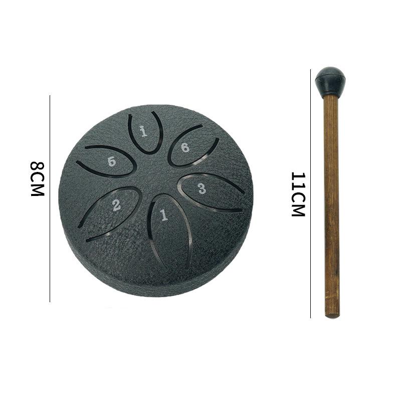 3 Inches 6 Tones Steel Tongue Drum Outdoors Rain Drum Instrument Mini Hand Drum Ethereal Drum Sticks Percussion Drum Accessories