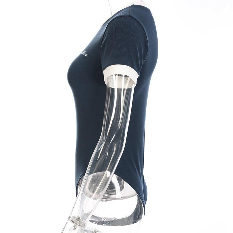 Fashion Casual Short Sleeve Women Skinny Bodysuit New O Neck Street Wear Simple Slim T-shirt 2024 Women's Summer Playsuit Simple Clothes 2464