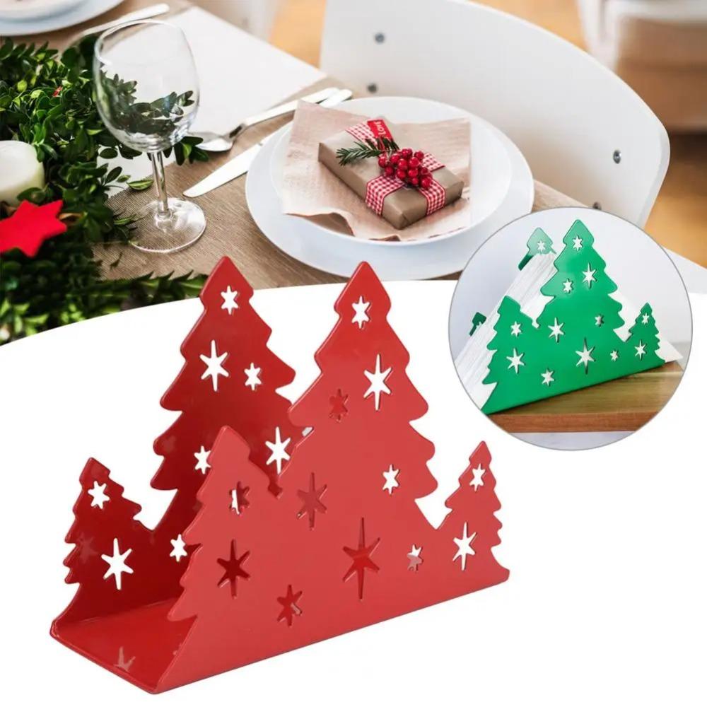 Vertical Christmas Tree Shaped Napkin Holder Hollow-Out Stainless Steel Napkin Stand Decorative Rustproof Napkin Storage Rack