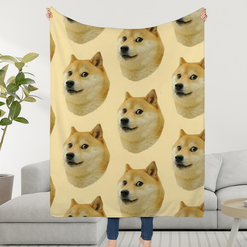 Blanket Throw Super Cosy Plush Living Room Sofa Cheems Doge Couch Funny Childish Birthday Gifts