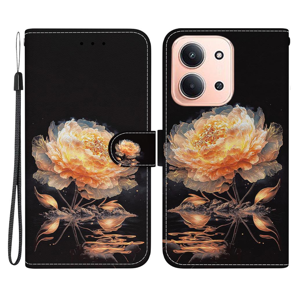 For Xiaomi Redmi 15C 5G (EU) (173mm)/15C 4G (EU) (173mm) Wallet Phone Case Pattern Printing Leather Flip Cover with Strap