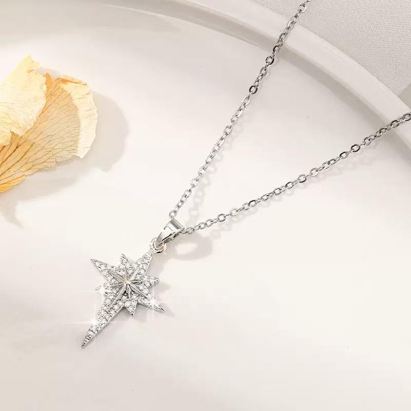 Starburst Titanium Steel Clavicle Necklace: Light Luxury, Gorgeous Full Diamond Design