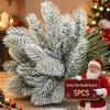 Artificial Christmas Frosted Pine Branches Snow Pine Needle Branch Flocked Greenery Pine Sprigs Xmas Tree Wreaths Decoration