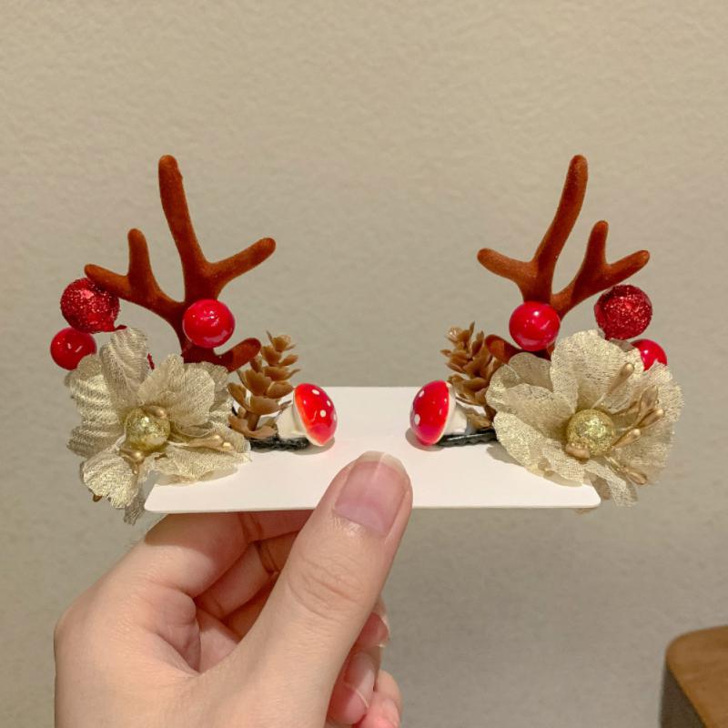 Pinza para el Pelo Colorida Orejas de Ciervo Navideñas Pinza para el Pelo Diadema Diadema de Moda para Niñas Tocado de Halloween Accesorios para el Cabello