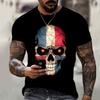 Cross-border Summer Short-sleeved 3DT-shirt Men's Skull Print Hip-hop Crew Neck T-shirt Sports Casual Top
