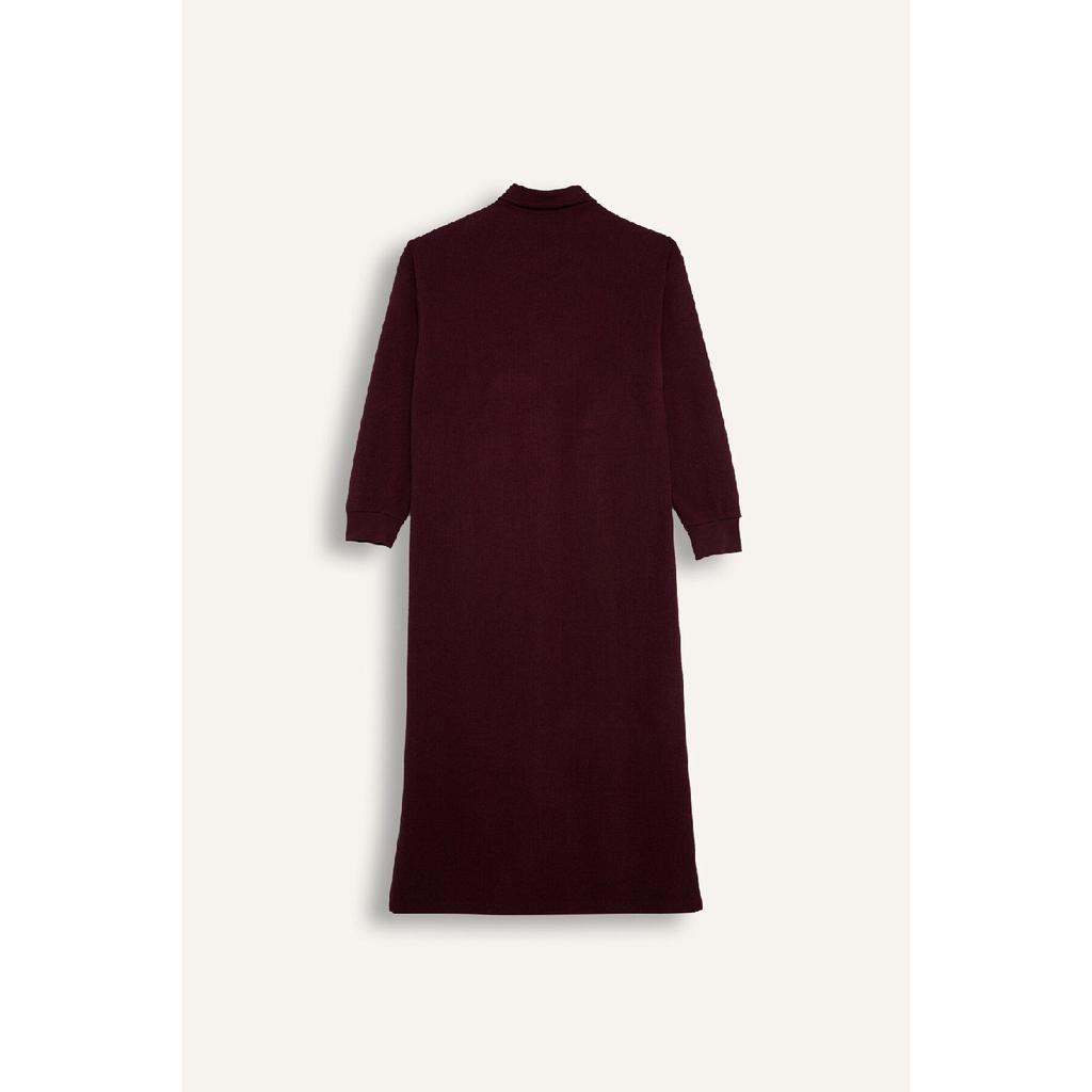 Regular Fit Buttoned Shirt Collar Basic Plain Long Sleeve Selanik Fabric Knitwear Dress B7260ax24wn