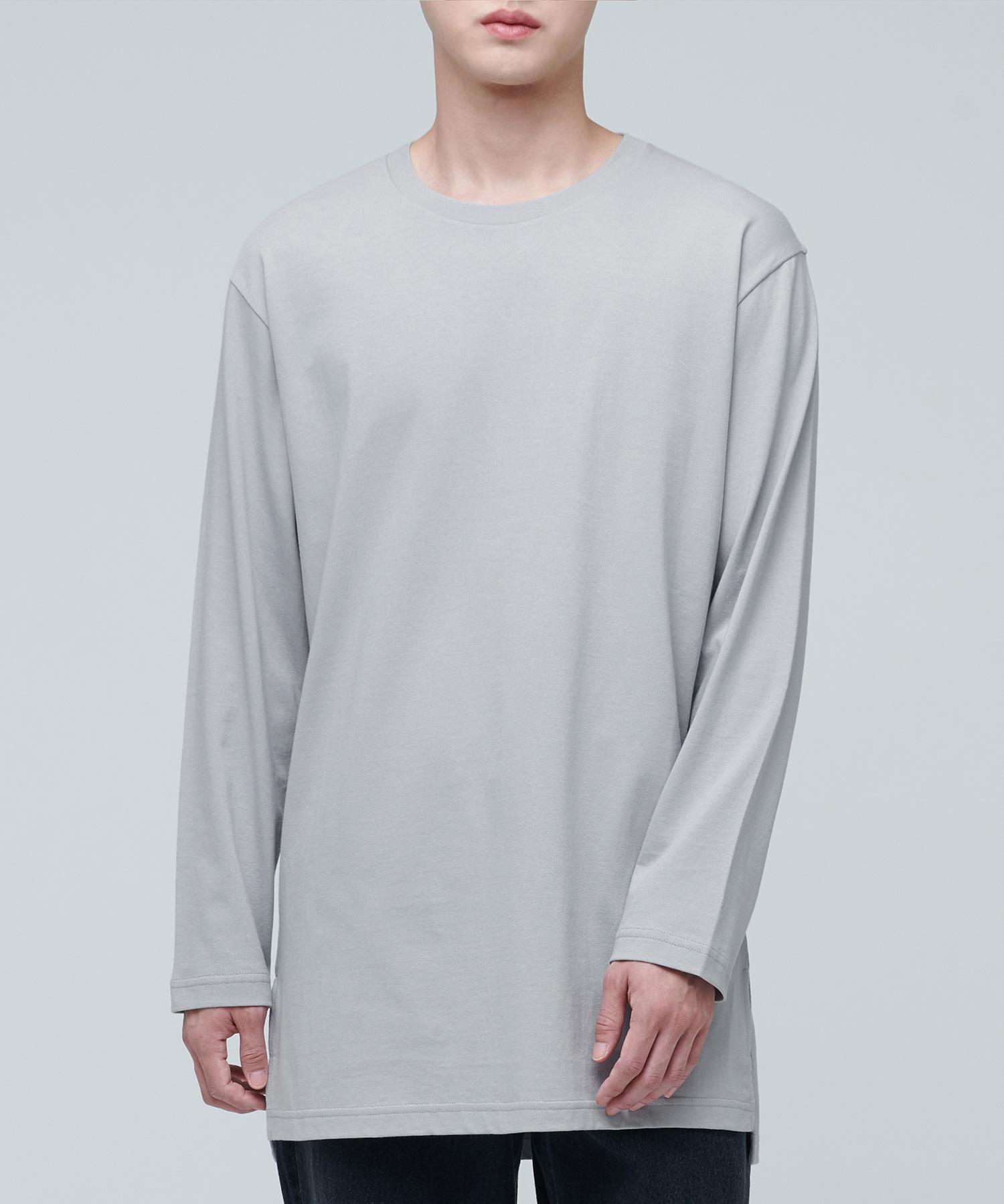 Musinsa Standard Layered Crew Neck Long Sleeve T-Shirt_Long Length [Light Gray] Light Gray/M