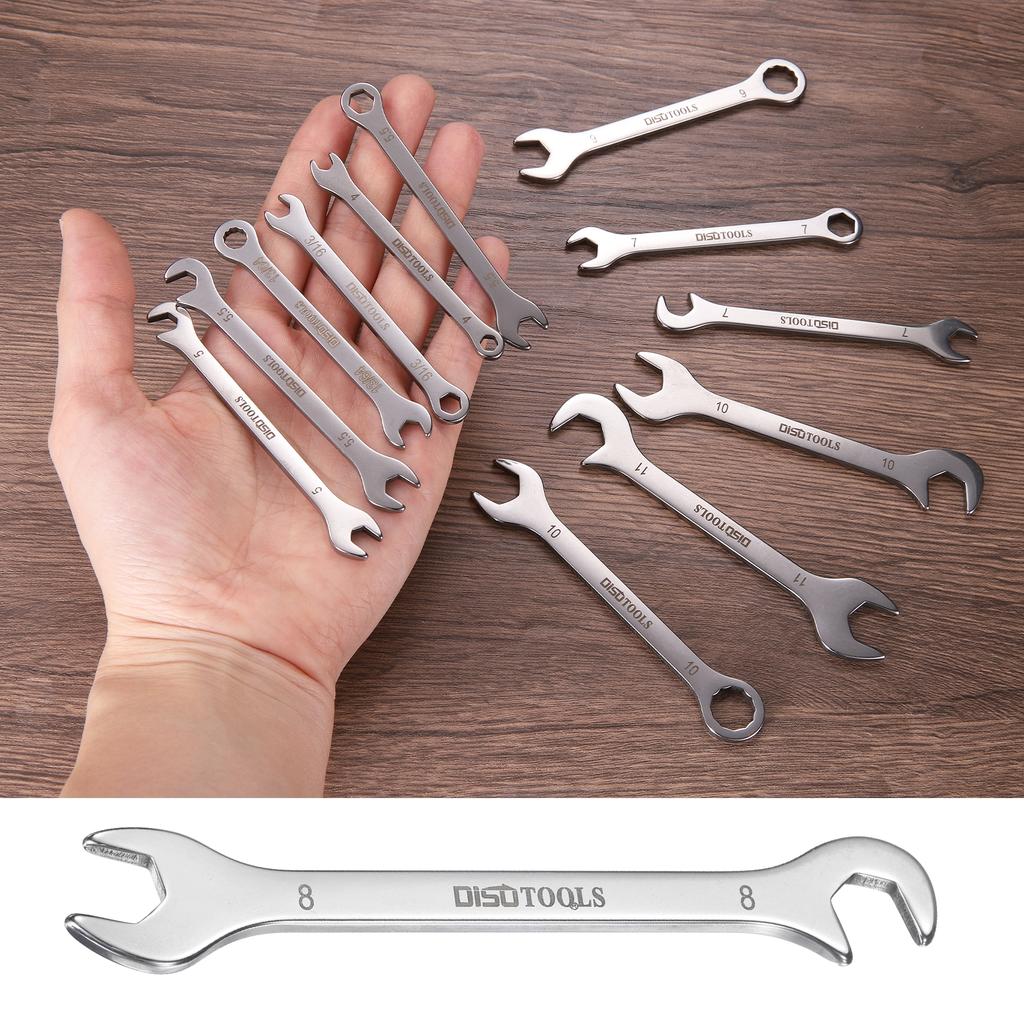 Uxcell Super-Thin Open End Wrench 5mm-11mm Metric Double Open-End Wrench with 15°and 75° Angled for Auto Repairs Home Projects
