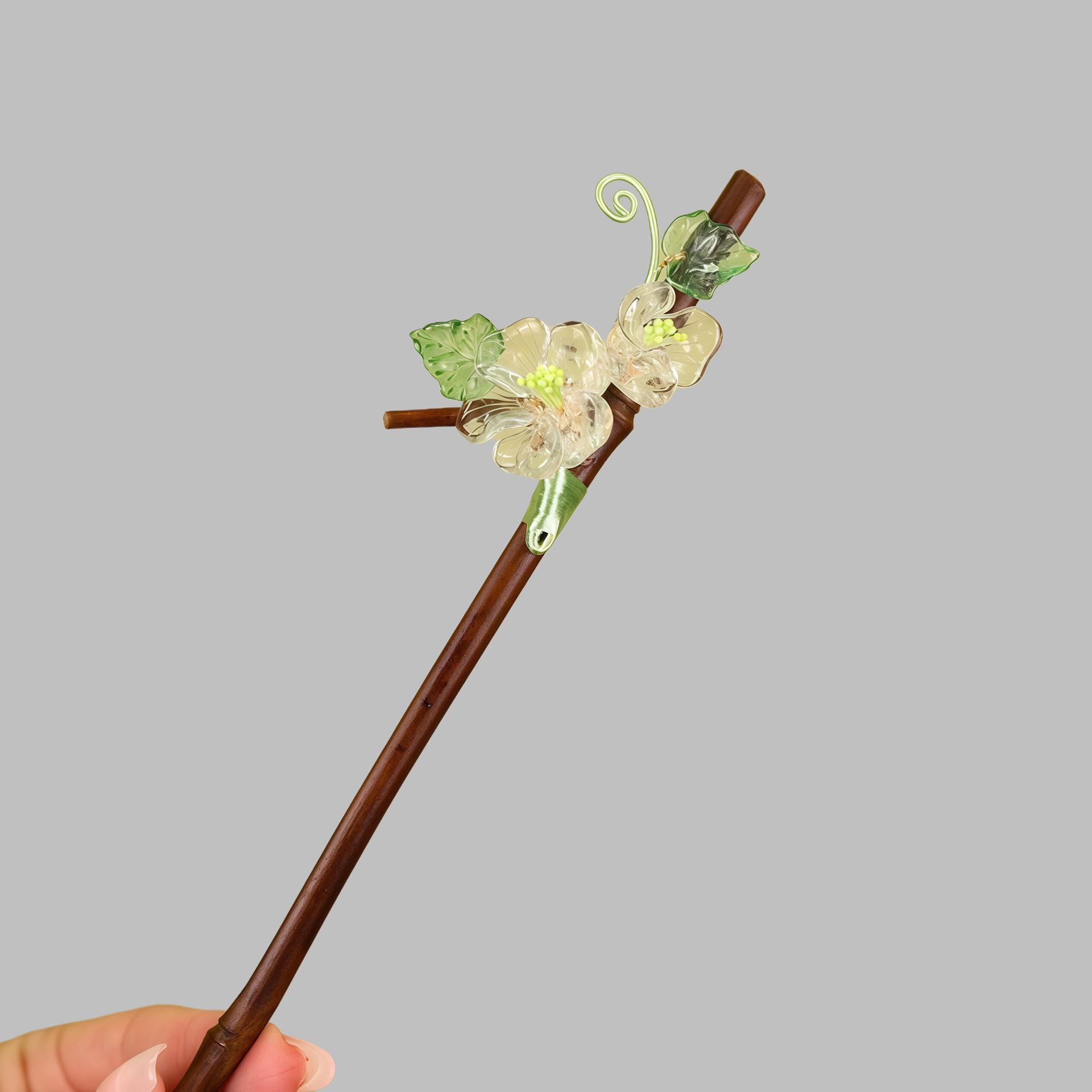 Элегантная бамбуковая шпилька для волос: Китайское платье ципао и стиль ханьфу, дизайн с цветочной кисточкой для женщин