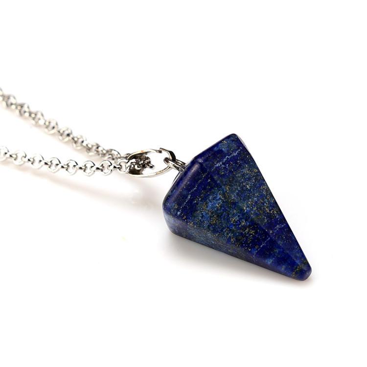 1pc Natural Stone Hexagonal Pendant Chain Necklace Taper Soul Swing Bullet Crystal Necklace For Men And Women