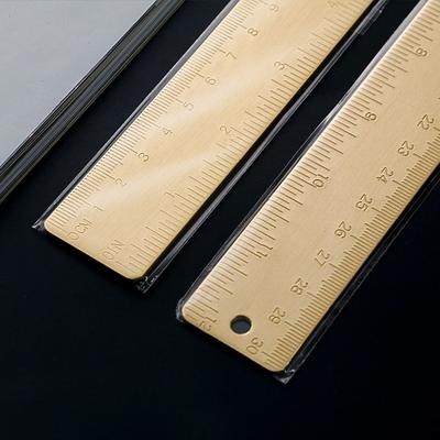 Portable Brass Straight Ruler 1mm Thicken 12/15cm Scale Ruler Measuring Tool Bookmark Ruler Students