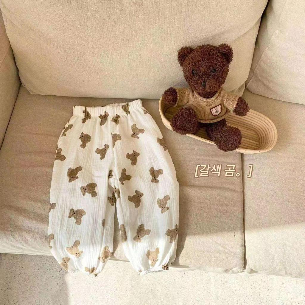Kids' 2024 Summer Cotton Anti-Mosquito Pants - Korean Double Gauze Thin Bloomers for Boys and Girls