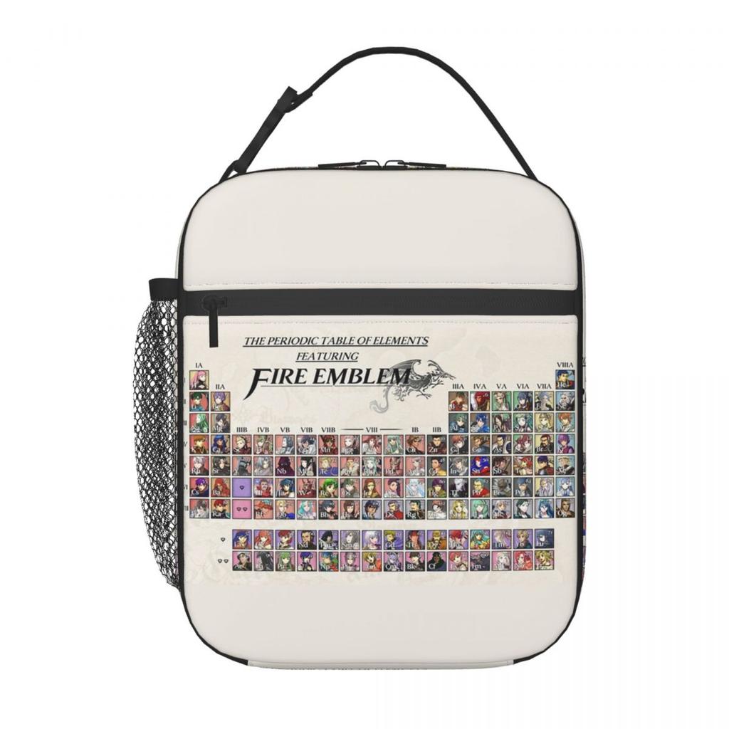Periodic Table Fire Emblem Insulated Lunch Bag for Women Children Portable Food Boxes Thermal Lunch Box Tote