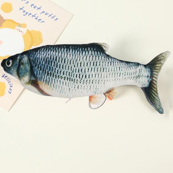 Flopping Fish Cat Toy with Catnip Interactive Automatic Floppy Carp Kitten Kicker Toy Electric Realistic Plush Wiggle Fish for Indoor Cats Dogs