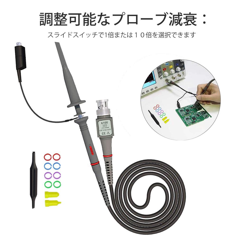Cleqee Oscilloscope Probe P6100 1X 10X 100MHz DSO Coaxial BNC Connection Electronic Tool Measurement High Voltage Test Probe with Accessory Kit