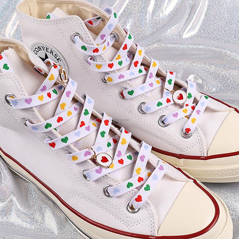 Fashion Love Heart Shoelaces High-top Canvas Sneakers Shoelace Flat Laces Shoe Strings 100/120/140/160/180CM Shoes Accesories