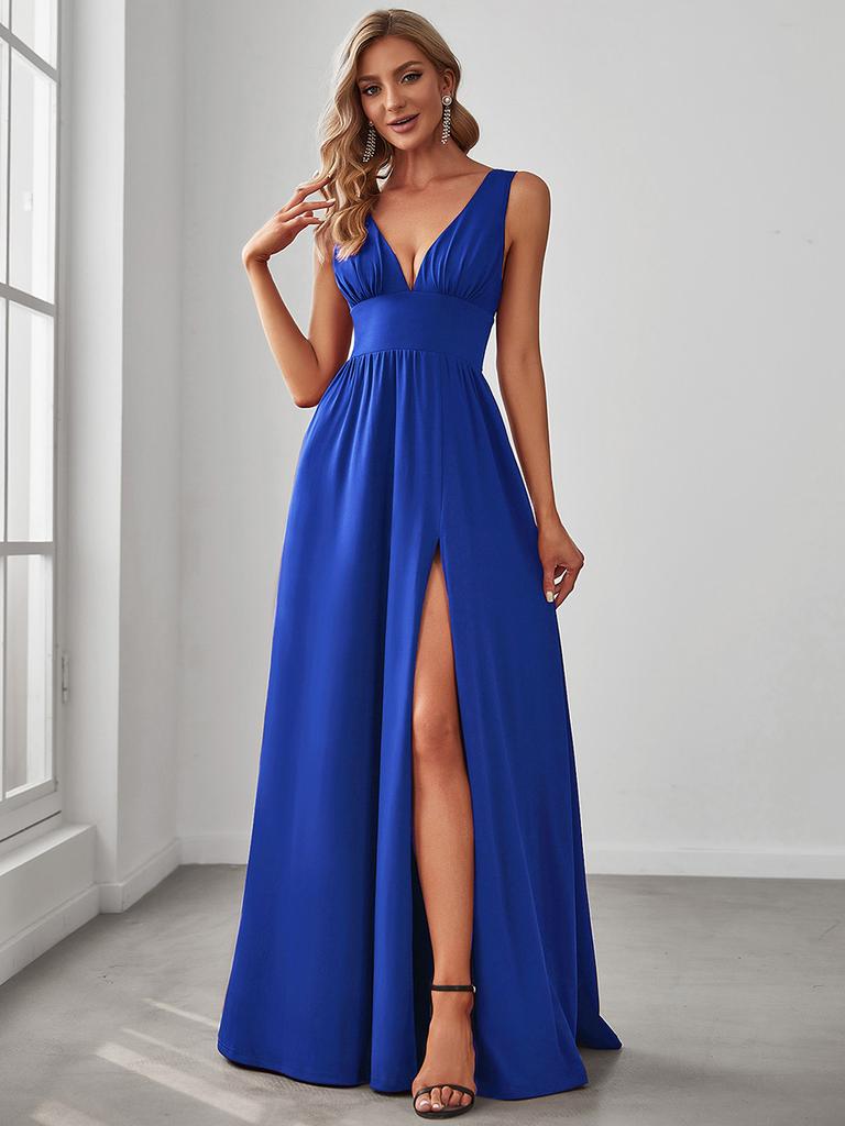 Ever-Pretty Women's Side Slit Double V-Neck Sleeveless Maxi Evening Gowns Party Dress