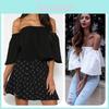 Top Estivo Elegante Scollato con Orlo Arricciato Vestibilità Larga Donna T-shirt Moda Urbana