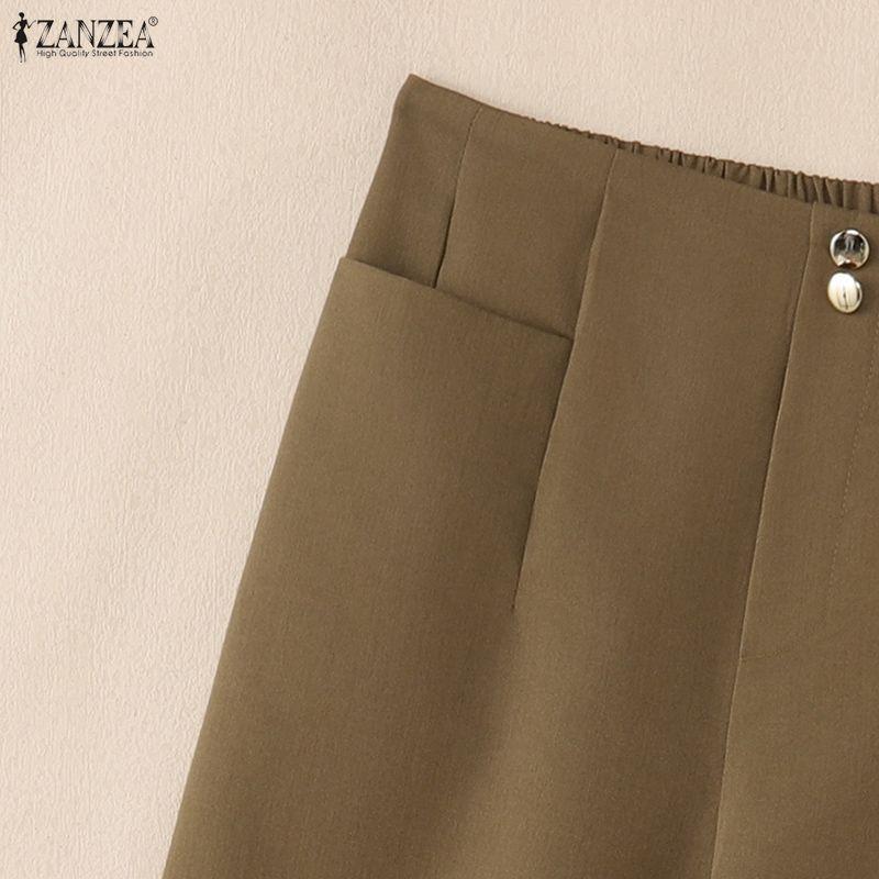 ZANZEA Women Casual Solid Color Loose Wide Leg Pants