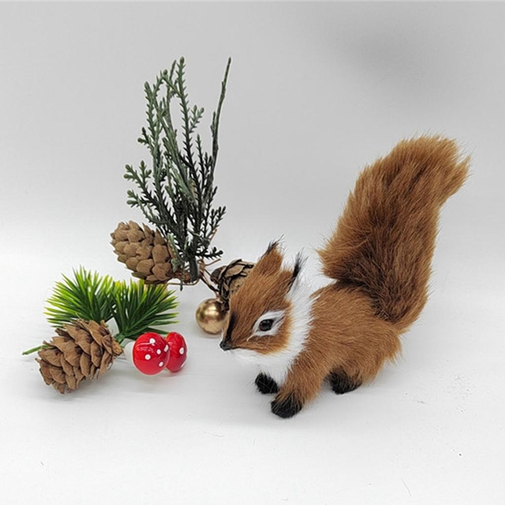 Simulated Plush Squirrels Stuffed Plush Figure Artificial Fake Animal Tree Ornaments Lovely Accent for Home Display