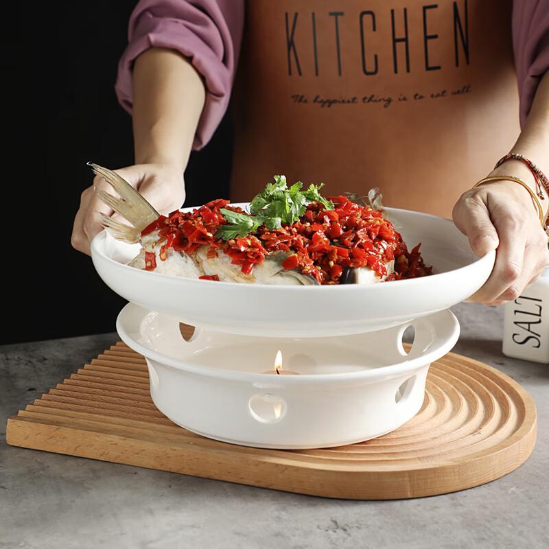 Nordic Ceramic Deep Plate with Heating Stand