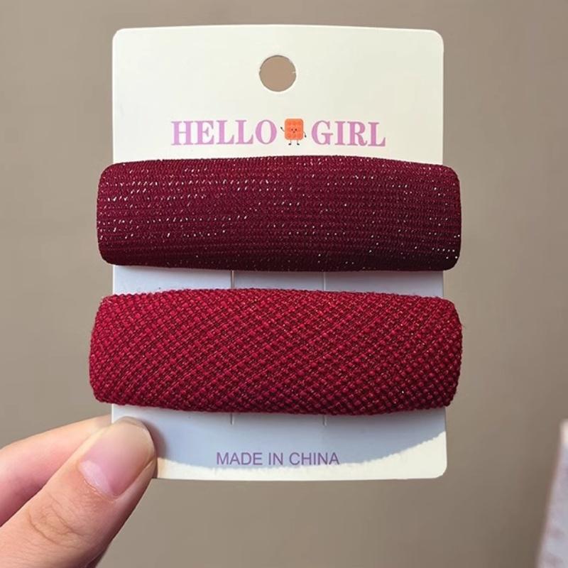 New Year's Sweet Red Hair Pin Women's Thousand Bird Grid Velvet Edge Clip BB Clip Sponge Thickened Bangs Clip Hair Accessories