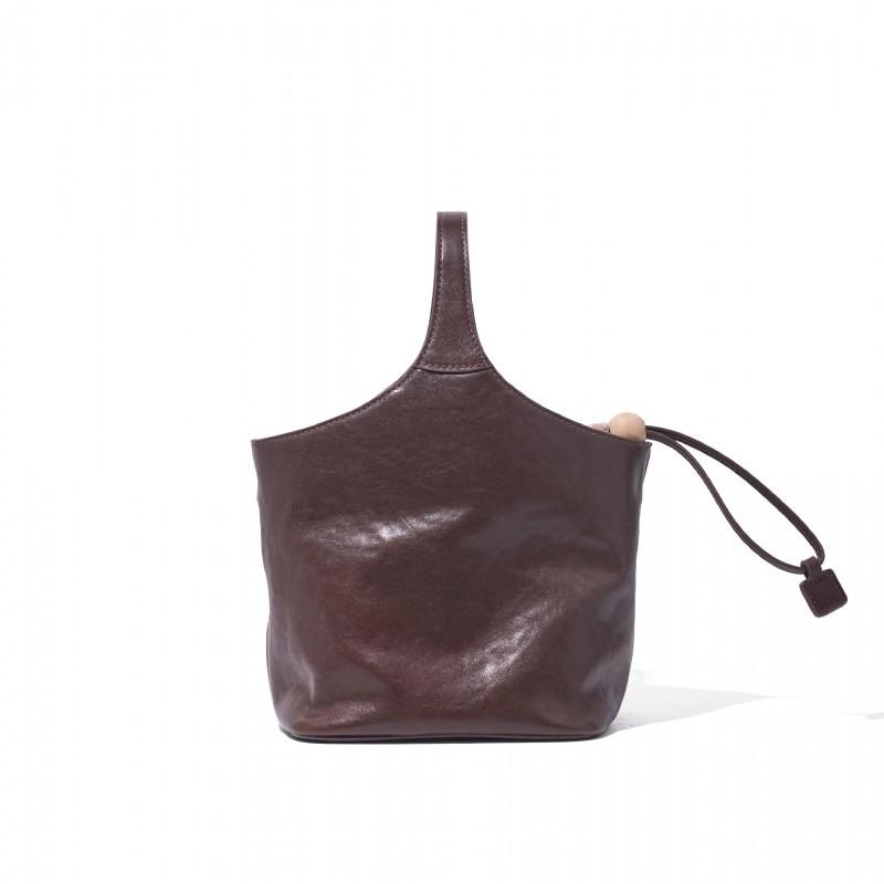 Qiu's New Blessing Bucket Vegetable Basket Top Layer Crystal Tire Cowhide Single Shoulder Cross-slung Hand Daily All-matching Casual Commuting