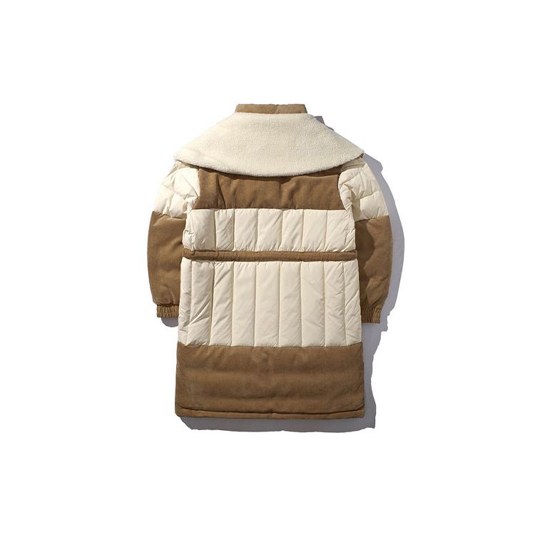 Li Ning Stand Collar Warm Long Down Jacket Men Outerwear Paper-White Smoky-Apricot AYMP143-1