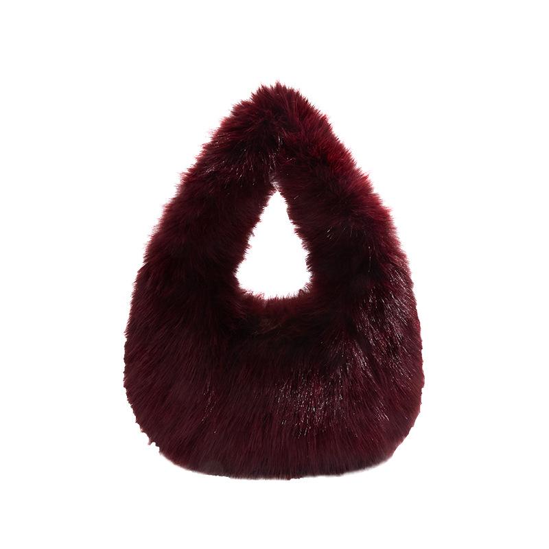 

Плюшевая сумка женская большой вместимости новая осенне-зимняя повседневная на одно плечо портативная пушистая сумка-пельмень для поездок на работу