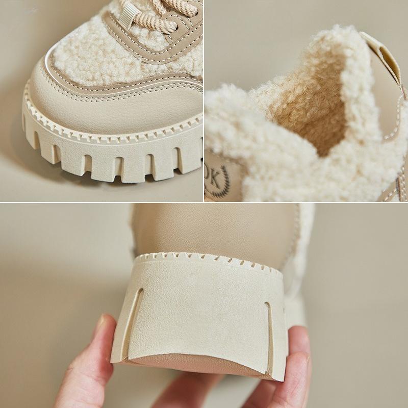 Winter Chunky Platform Snow Boots for Women Anti-Slip Walking Shoes With Fur Lined Comfort Lace-up Sneakers Women's Outdoor Warm Fleece Short Booties