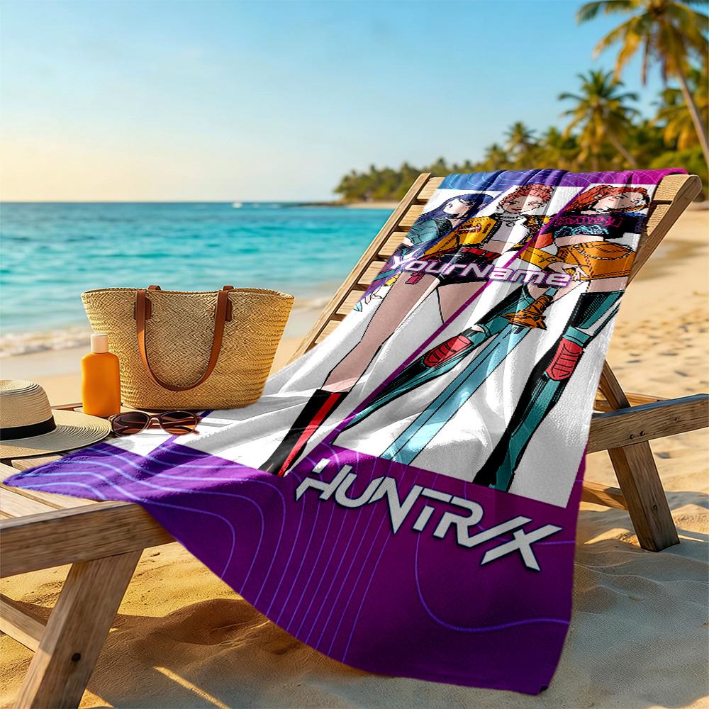 Demon Hunter Girls Personalized Name Beach Towel Super Soft & Absorbent Suitable for Swimming Gym Camping Yoga Vacation