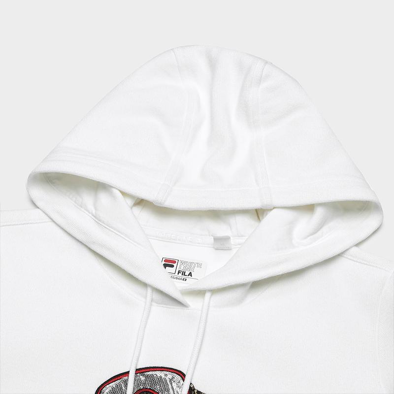 FILA Dog Pattern Casual Hoodie Women hoodies Standard-White F51W338215AWT