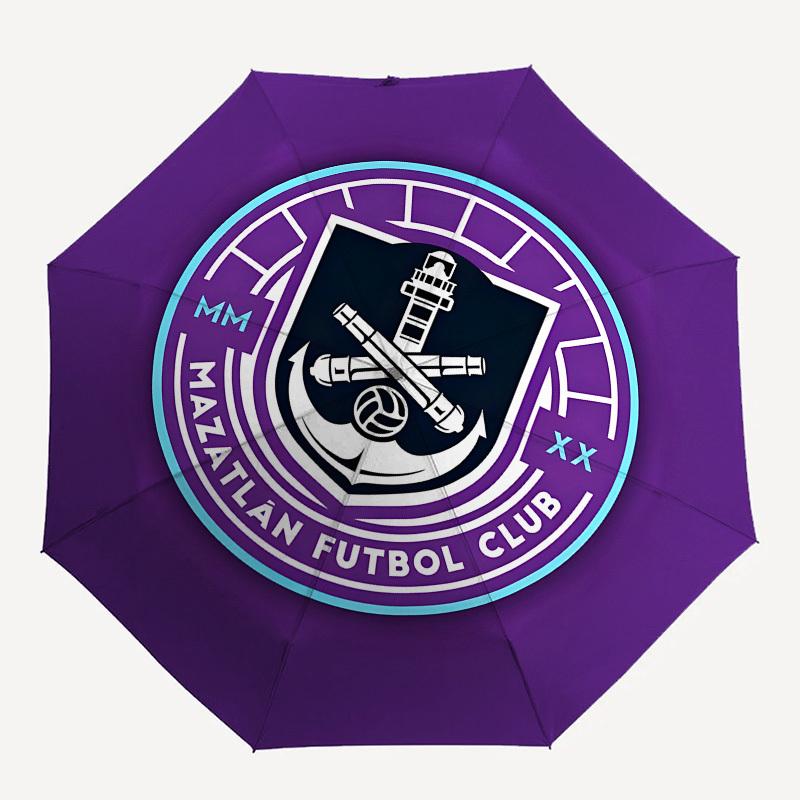 Mazatlán Futbol Club, Logo Automatic Opening and Closing, 8 Rib Structure Portable Umbrella, Suitable for Men and Women In All Seasons  Perf